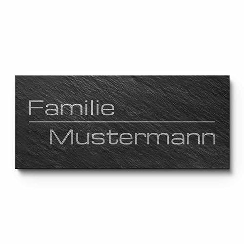 Schiefer Türschilder mit Gravur | Namensschild Briefkastenschild selbstklebend/blank Klingelschild mit mehr als 80 Motive | Größe ab 8x3,5 cm