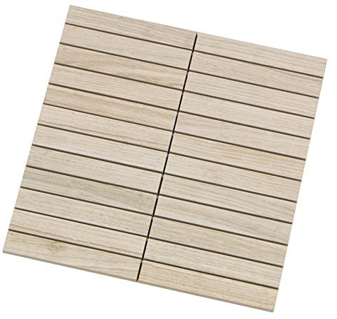 Acanto Bianco, Mosaik 2,3x14,8 cm, Feinsteinzeug Fliesen in Holzoptik (Mosaik 1)