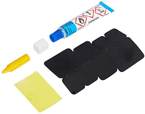 WELDTITE Puncture Repair Kit for Bike Tyre Inner Tubes - Comprehensive & Easy to Use - Includes 8 Rubber Patches, 5 g Solution, Sandpaper, Chalk & Crayon