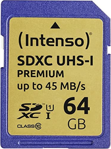 Intenso Carte mémoire Premium SDXC UHS-I 64 Go Classe 10 bleue, 1 pièce