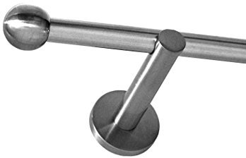 BASIT Gardinenstange mit Wandhalterung 200 cm lang Edelstahl Look im Set 1-läufige Gardinenstange Wandmontage Ø16mm Metall I 120-600 cm verfügbar H12