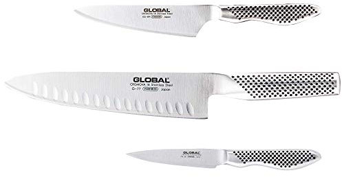 Global G-773889 Messerset 3-teilig bestehend aus G-77 Kochmesser 20cm, GS-38 Putzmesser 10cm & GS-89 Universalmesser 13 cm