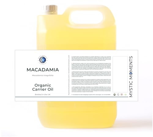 Mystic Moments | Organic Macadamia Carrier Oil | 5 Litre | Cold pressed Macadamia integrifolia seed oil for skincare, haircare, massage and DIY beauty formulations.