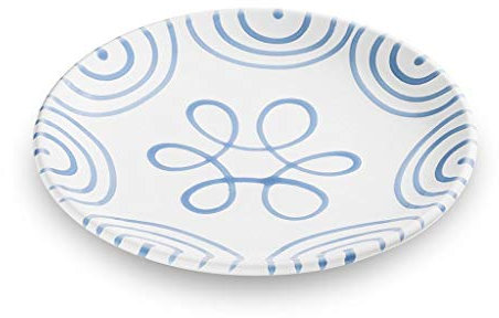 GMUNDNER KERAMIK Dessertteller, Durchmesser: 20 cm, Blaugeflammt, handgemachte Keramik aus Österreich