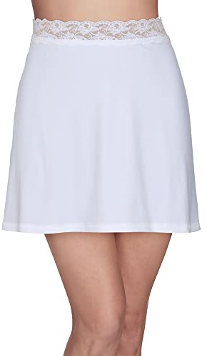 Vanity Fair Women's Anti-Static Nylon Half Slip for Under Dresses, Available up to Size 3XL - 16 inch - White Lace, Medium