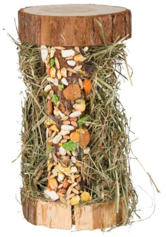 Trixie Natur-Snack Holzturm mit Bergwiesenheu und Knusperstange