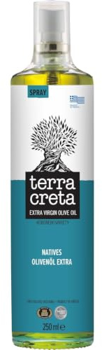 Terra Creta EVOO Extra natives Olivenöl Spray aus Kreta - 250 ml | Kaltgepresstes Olivenöl aus Koroneiki Oliven mit fruchtigem Aroma - ideal zum Kochen, Braten und Verfeinern