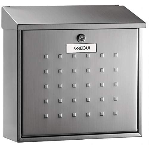ARREGUI Premium Maxi E5617 Buzón Exterior de Acero, Tamaño L (Revistas, Sobres C4), Gran Capacidad, Buzón de Correo, de Pared Grande, Antilluvia, Anticorrosivo, Fácil de Instalar, INOX