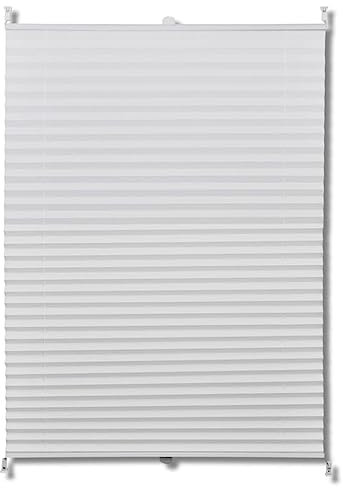 vidaXL Plissee Faltrollo Rollo Sichtschutz Jalousie Plisseerollo Klemmen 110x200cm Weiß