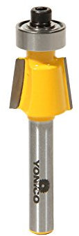 Yonico 14931q - Bevel Trim Router Bit, Bevel Angle: 7 Deg., Cutting Height: 15/32 with Glue Well - 1/4 Shank