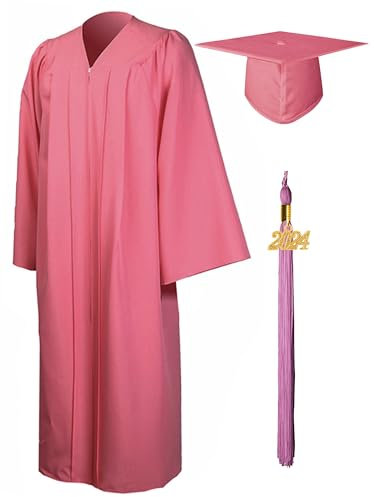 GraduationMall Toge Diplome Universitaire et Chapeau de Diplomé pour Adultes 2025 Unisexes Tenue Diplome Lycée Bechalor Rose