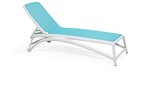 Premium NARDI Atlantico Sonnenliege Saunaliege Relaxliege Bäderliege stapelbar weiss-himmelblau