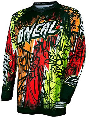 O'Neal Element Vandal Youth Kinder Jersey Neon Schwarz MX MTB DH Trikot Motocross Offroad, 0029-61, Größe M