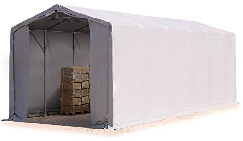 TOOLPORT Zelthalle 6x12 m / 4m Seitenhöhe Garage Industriezelt Lagerhalle PVC Plane 850 N wasserdicht grau