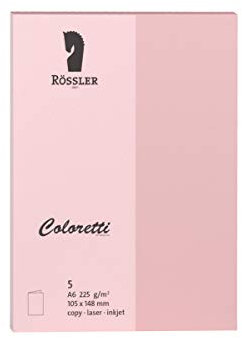 Rössler 220706523 - Coloretti Karten, 220 g/m², DIN A6 hd, rosa, 5 Stück