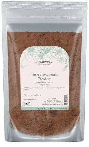Starwest Botanicals Cat's Claw Bark Powder Wildcrafted - Dried Cat's Claw Herb for Tea, Herbal Blends, Smoothies, & Baking, Certified Kosher - 4 oz Pouch