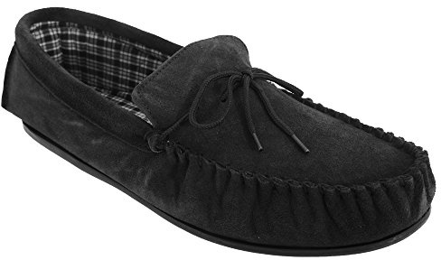 Mokkers Mens Bruce Real Suede Moccasin Slippers (11 UK) (Black)