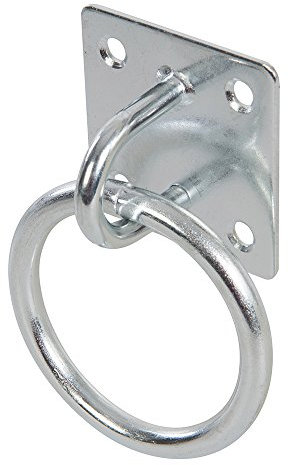 2x 50mm Galvanised Steel Ring on Face Plate - Wire Rope Lashing Cable Loop Mount - Loops