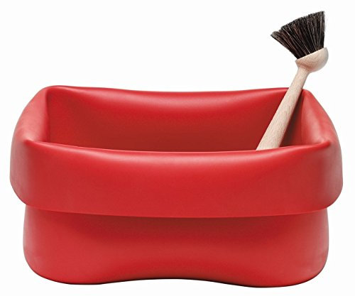 Normann Copenhagen Spülschüssel/Spülbehälter inklusive Spülbürste Gummi rot, H: 28 x L: 28 x D: 14 cm