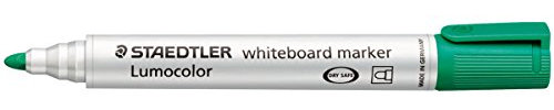 Staedtler Lumocolor 351 Whiteboard-Marker Rundspitze und Keilspitze, verscheidene Farben zur Auswahl (Rundspitze grün, 10)