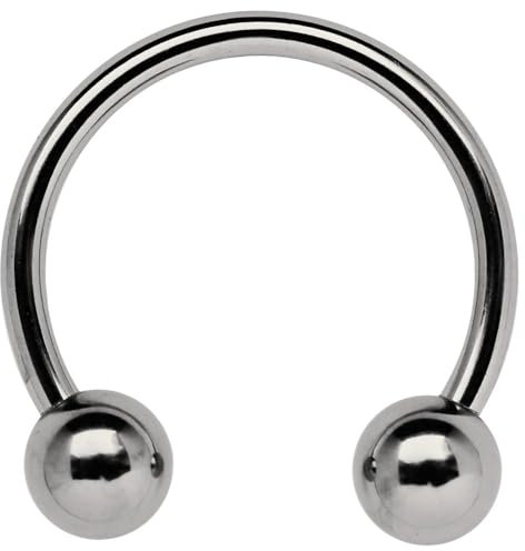 Brustpiercing Titan Piercing Circular Barbell, CBR, Hufeisen, Gewindering in 1,6 x 12 mm mit 4 mm Kugeln