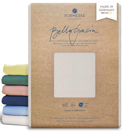 Bella Gracia hochwertiges Jersey-Spannbettlaken: glatt, weich schöne Farben | FORMESSE Farbe Silber; 200x220-200x240cm, bis 25cm; 97% Baumwoll-Kompaktgarn, 3% Elastan; pillingarm, faltenfrei, 60°C