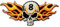 Catch the Patch Totenkopf mit Flammen Biker - (Größe: 8,5 x 4,5 cm) – Stickpatch – Ideal für Kutte, Rockerjacke, Jeansweste, Kleidung & Accessoires – Robuster Patch für Erwachsene