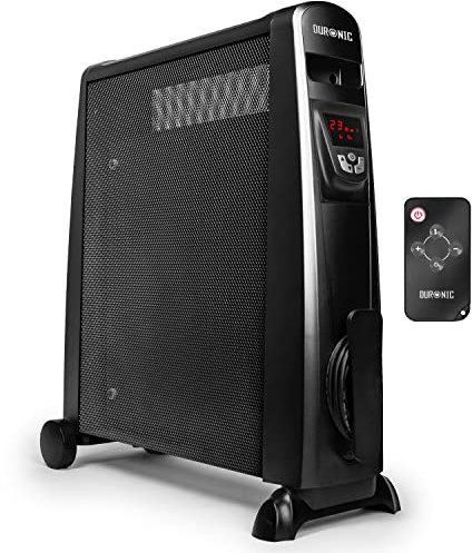 Duronic HV102 - Radiador eléctrico con paneles Mica 1500 W | Pantalla LCD y mando a distancia para ajustar la temperatura | 2 niveles de potencia | Calefacción ecológica en 1 minuto