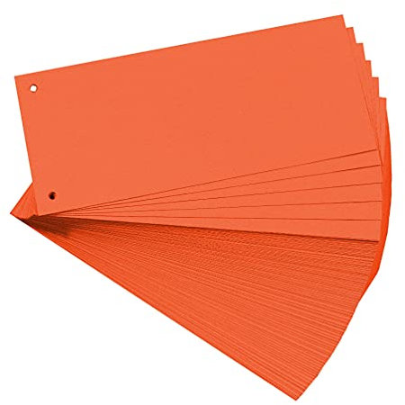 Exacompta 13465B 100er Pack Karton-Trennstreifen. 10,5 x 24 cm orange. Für eine übersichtliche Anblage Ihrer Dokumente. Trennlaschen Trennblätter Ordner Register Blauer Engel