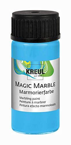 KREUL 73210 - Magic Marble Marmorierfarbe, 20 ml Glas in hellblau, farbbrillante Tauchmarmorierfarbe für zufällige Musterungen und einzigartige Farbeffekte
