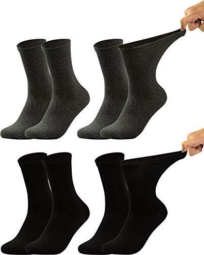 Vitasox Chaussettes de santé pour homme - Taille extra large sans caoutchouc - Chaussettes douces pour les veines, avec tige large pour éviter d’interrompre la circulation sanguine - Noir - 39-42