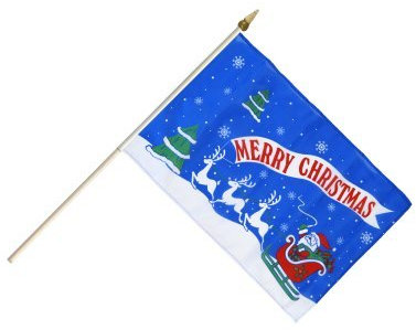 Digni® Drapeau Merry Christmas Père Noel Bleu sur hampe