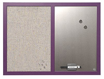 Bi-Office Kombitafel Lavander, Pinnwand und Whiteboard, Perlenfarben Textiloberfläche und Silber Magnetisch, Lila MDF Rahmen 22 mm dicker, 60 x 45 cm