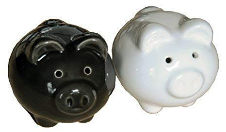 Saleros y Pimenteros Forma como 2 Pigs Abrazo, Blanco y Negro