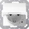 JUNG SCHUKO®-Steckdose mit Klappdecker, erhöhter Berührungsschutz (SAFETY+), 250 V, Thermoplast, Serie AS, alpinweiß