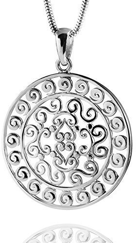 MATERIA 925 Silber Kettenanhänger Sonne rund 33x40mm mit Schlangenkette silber 45cm inkl. Box #KA-181_K22-45