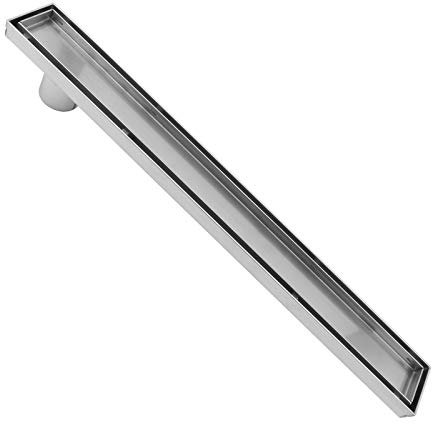 ZOIC 23.62/27.55/31.49/35.43 inches Linear Stealth Tile Insert Floor Grate Bathroom Shower Waste Drain-304 stainless steel side outlet (35.43''(900MM))