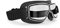 BERTONI Motorradbrille Schutzbrille für Harley Davidson Chopper und Scrambler aus schwarzem Leder und Chrom Rahmen mod. 188 (Transparente Linse)