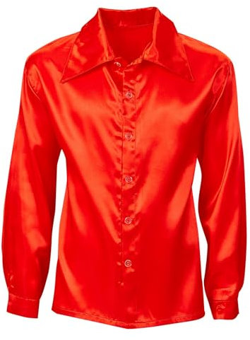 W WIDMANN MILANO Party Fashion - camisa disco años 70, camisa manga larga, camisa satén, carnaval