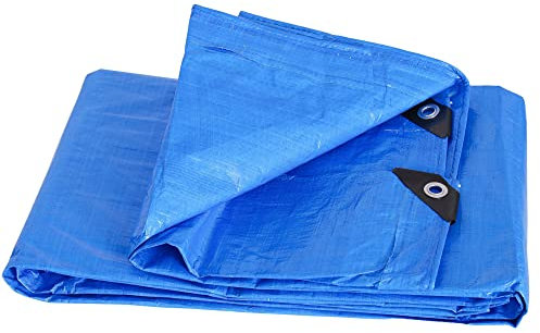 K-ONE Blue Heavy-Duty Tarpaulin Multipurpose, Durable Waterproof And Weather Proof Ground Camping Sheet With Eyelets (3.3M x 2.5M)