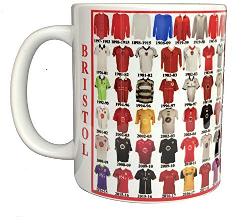 Bristol City Shirt History Mug - Ceramic Football Mug Through The Ages