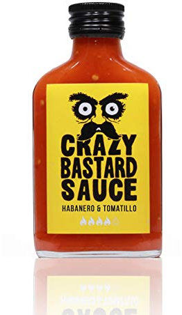 Crazy Bastard® Salsa de chile – Habanero & Tomatillo – Afilada y afrutada galardonada salsa de chile perfectamente equilibrada en sabor y picante que se adapta a cualquier plato (1 botella de 100 ml)