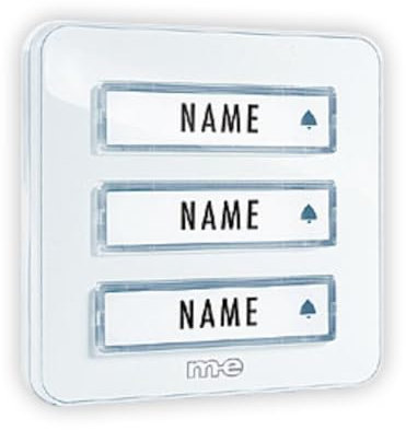 M-e modern-electronics KTA-3W Klingelplatte mit Namensschild 3fach Weiß 12 V/1A