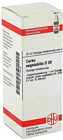 DHU Carbo vegetabilis D30 Dilution, 20 ml Lösung