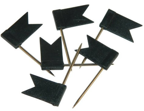 BIG-SAM 30002-40 Pinnwandnadeln - Flaggen/Fähnchen - SCHWARZ
