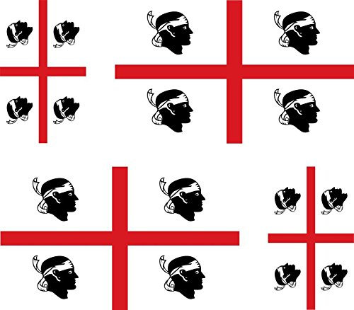 Akachafactory 4 x selbstklebend Sticker Auto Moto Koffer Laptop Flagge Sardinien sardischen