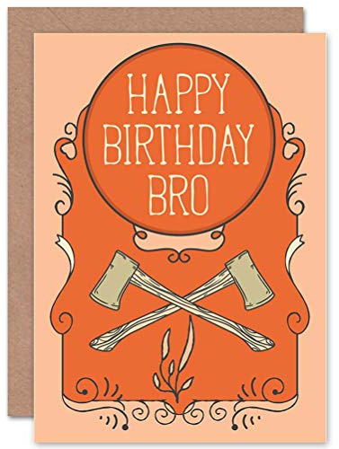 Wee Blue Coo BIRTHDAY BROTHER AXES ORANGE NEW ART GREETINGS GIFT CARD