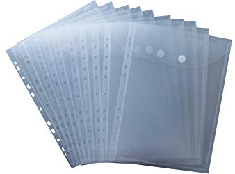 EXXO by HFP 35461 Prospekthülle mit Klappe und Abheftrand, 10 Stück, 310 x 235 mm, transparent natur