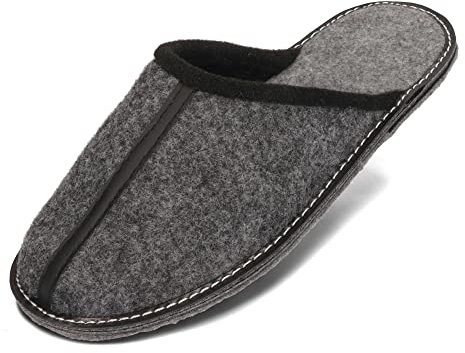 BeComfy Pantofole in Feltro da Uomo Suola in Feltro Molto Leggero Grigio Nero 40 41 42 43 44 45 46 EU (Grigio, Sistema Taglie Calzature EU, Adulto, Numero, Media, 44)