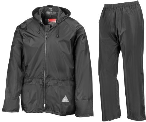 Result Herren Heavyweight Waterproof Jacket & Trouser Set Regenmantel, Schwarz-Schwarz, Medium